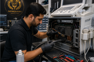 Cleaning ultrasound machine cooling system