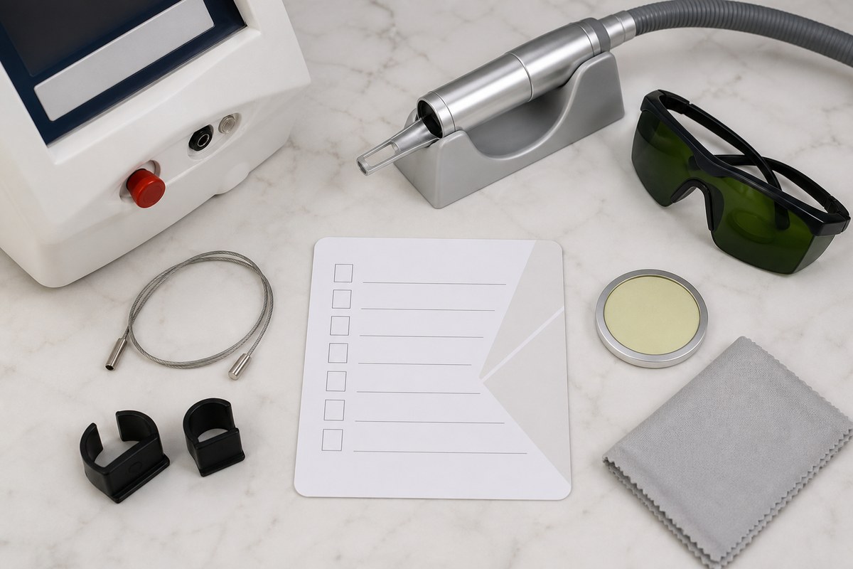 Aesthetic laser maintenance accessories and checklist